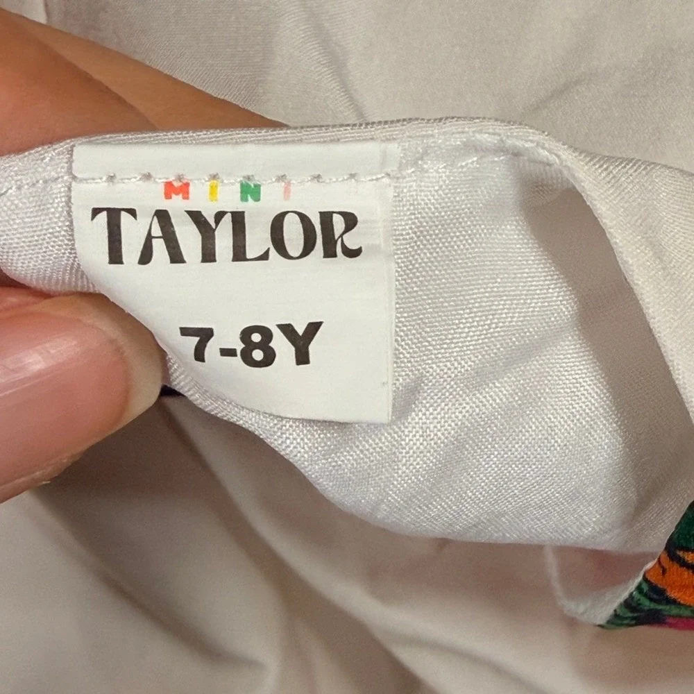 Mini Taylor Pumpkin Floral Embroidered Dress 7-8Y Girls Cream Halloween Fall